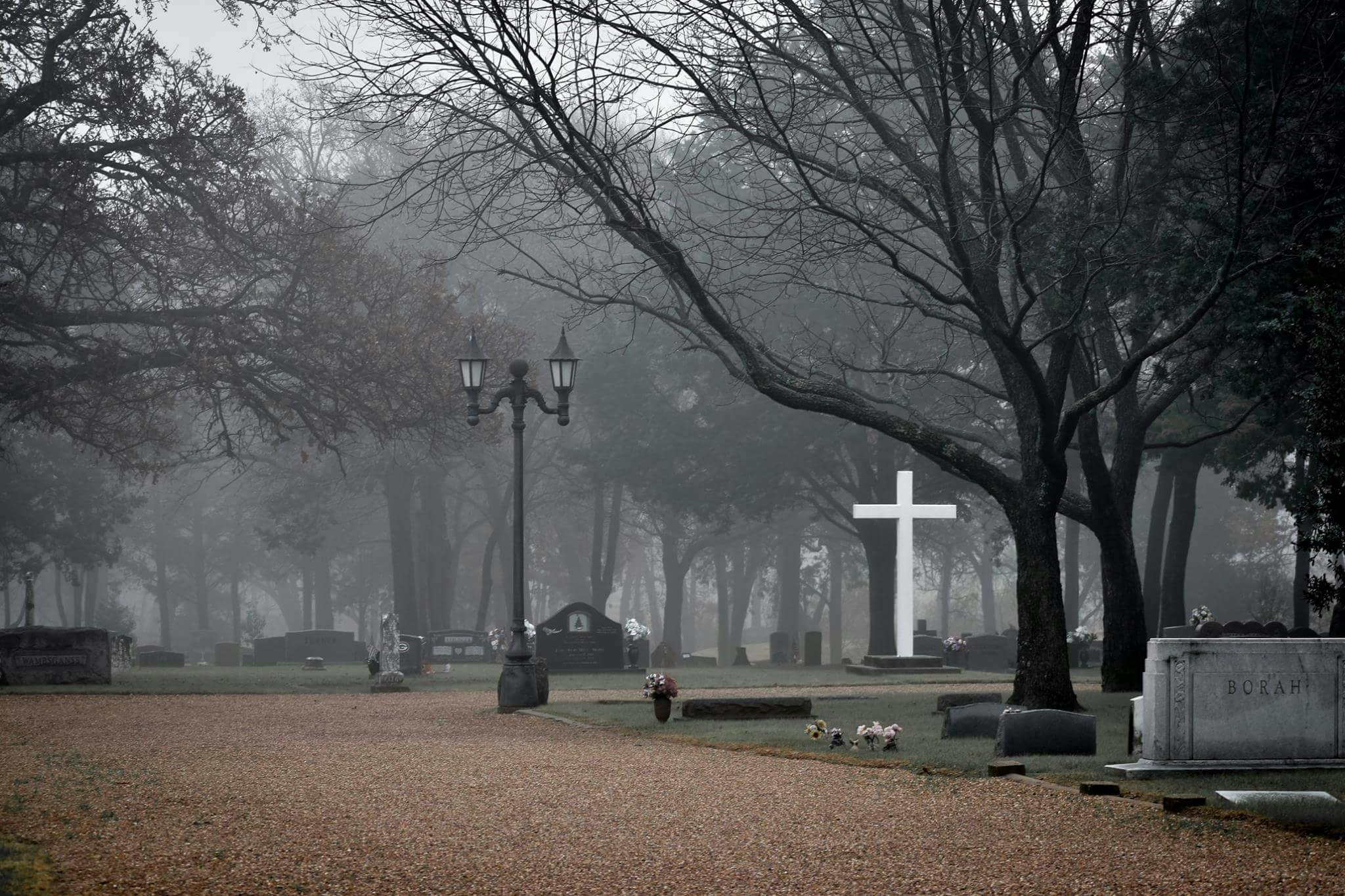 Free stock photo of cemetery, creepy foggy cemetery, fog
