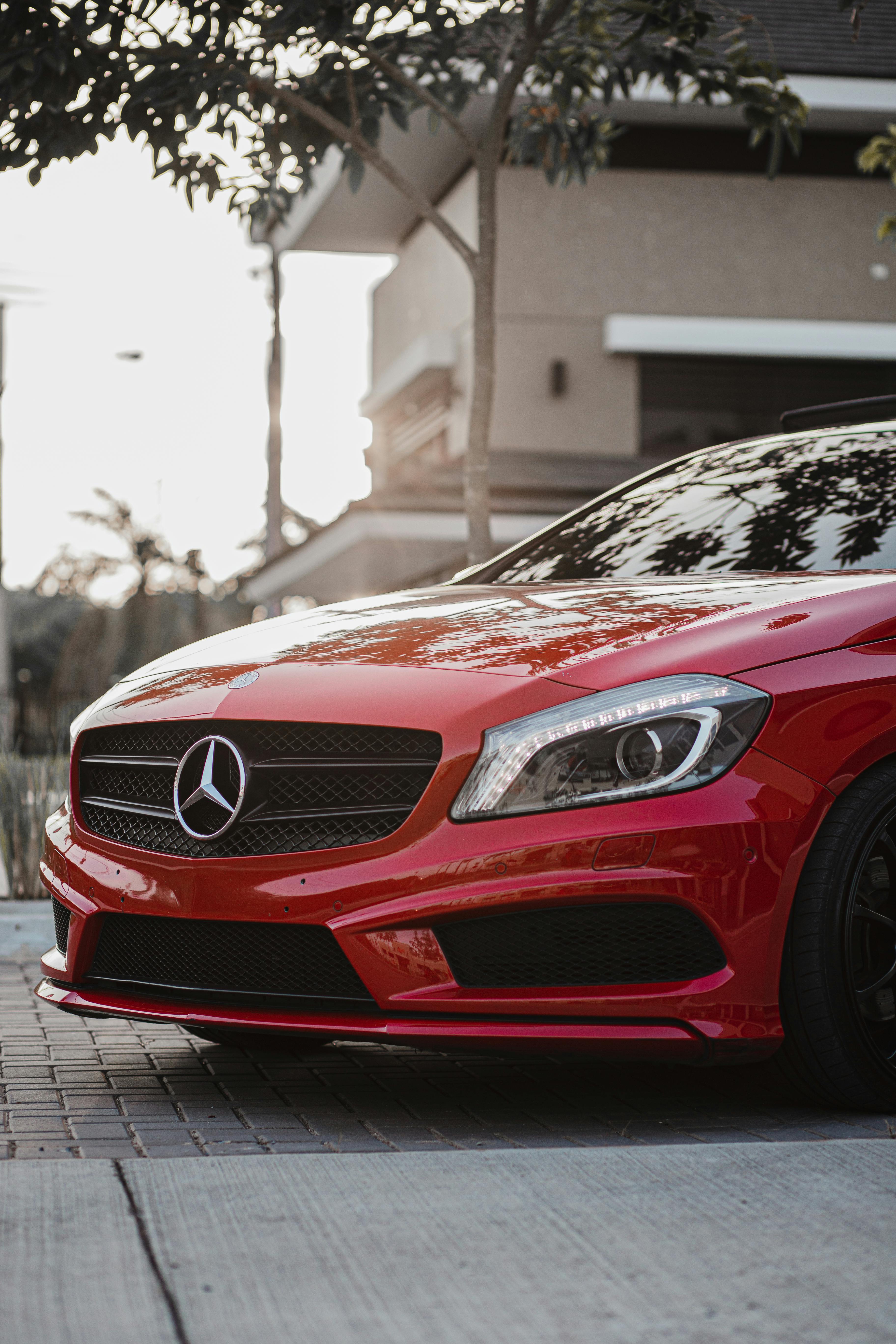 close up shot of a red car