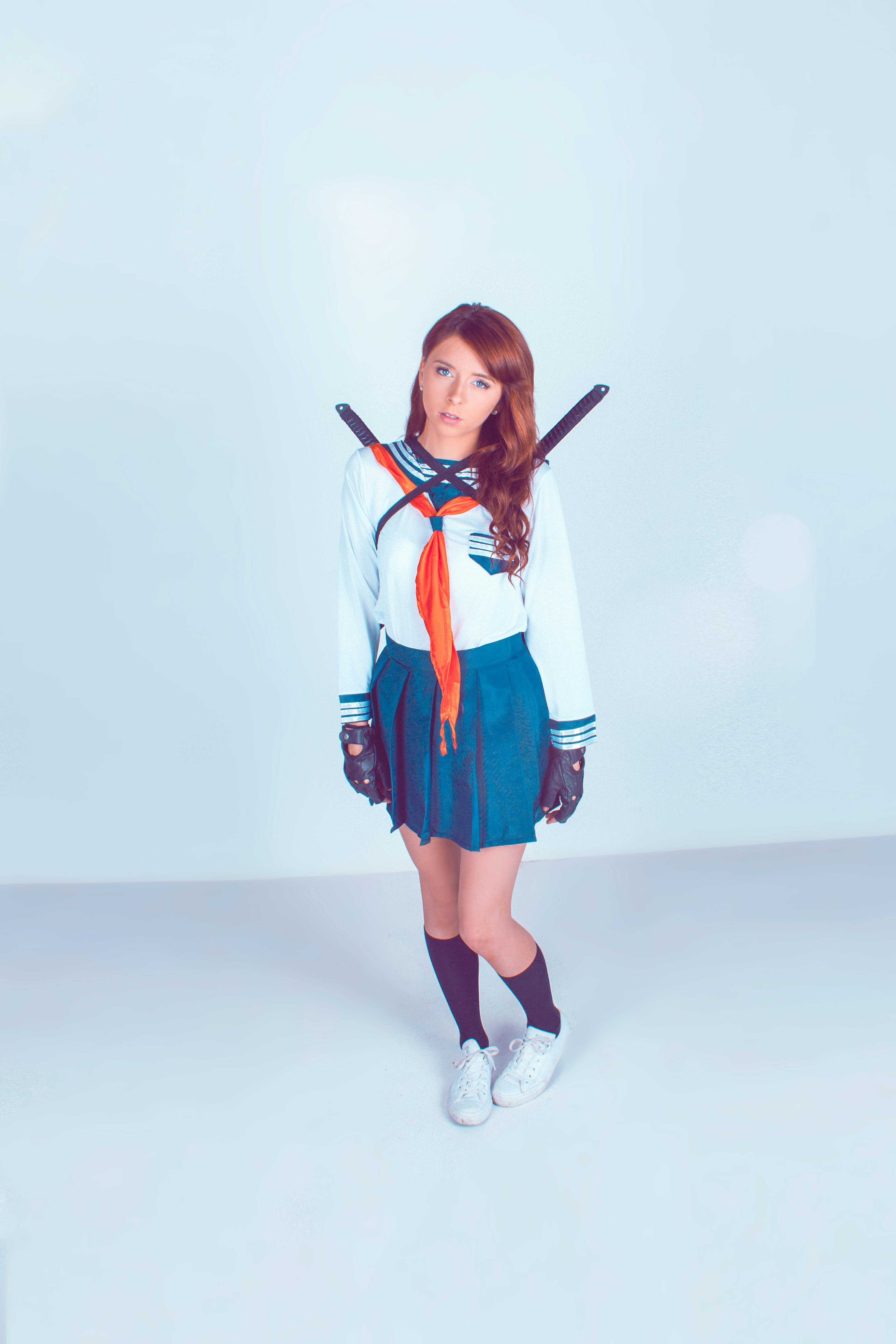 Free stock photo of cosplay, Japanese school uniform, kneeling