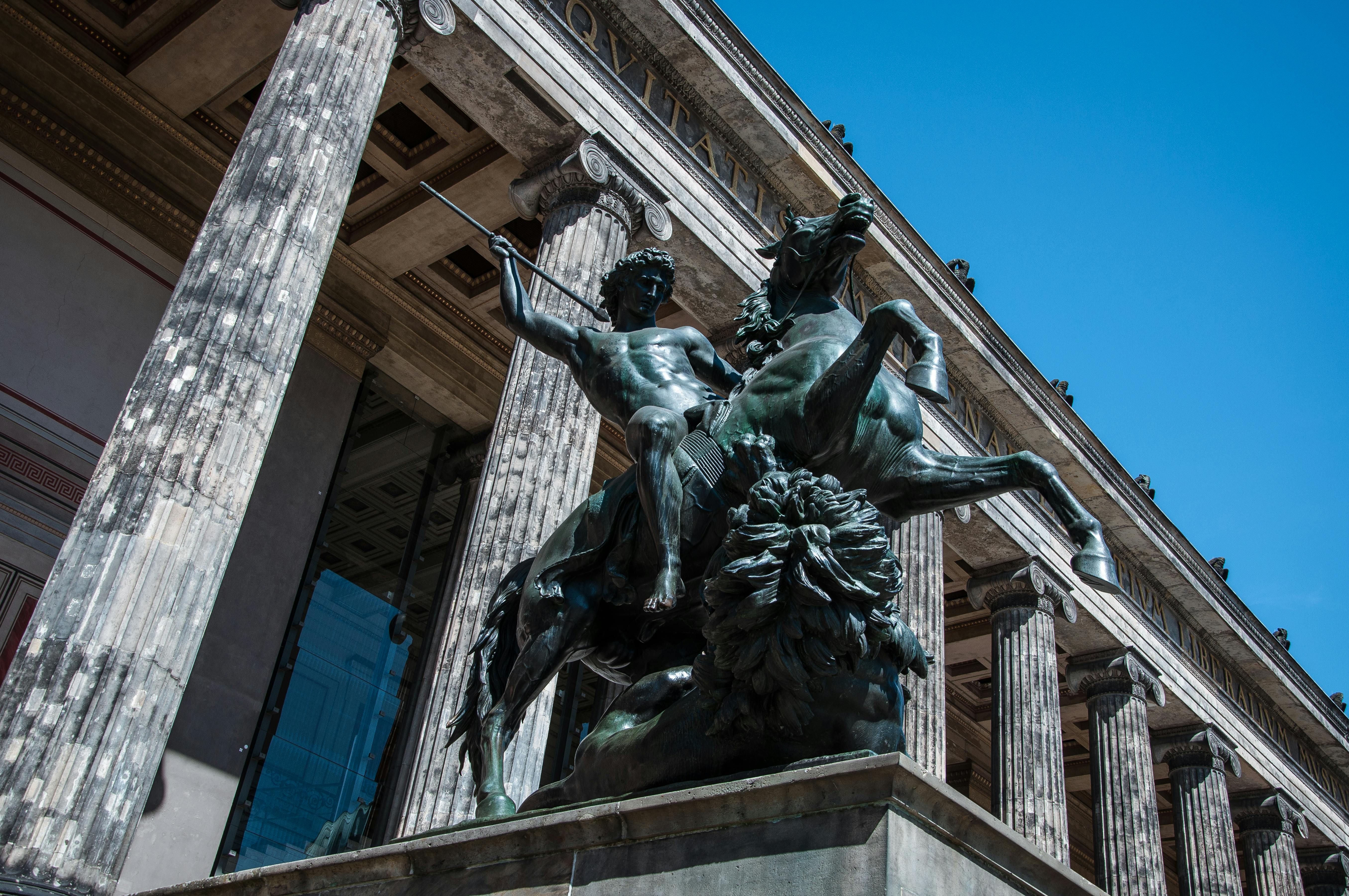 man riding horse statue