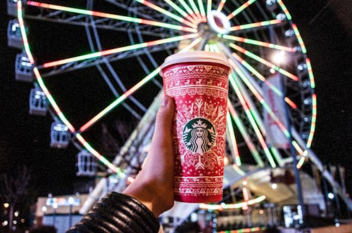 Free Red and White Starbucks Disposable Cup Stock Photo
