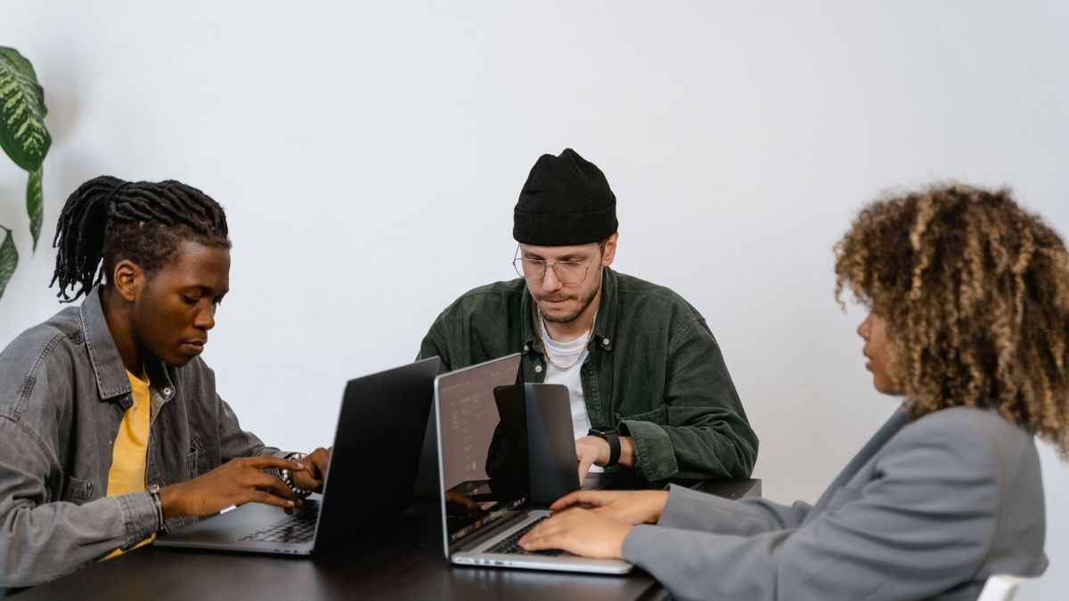 Startup team collaborating around a table