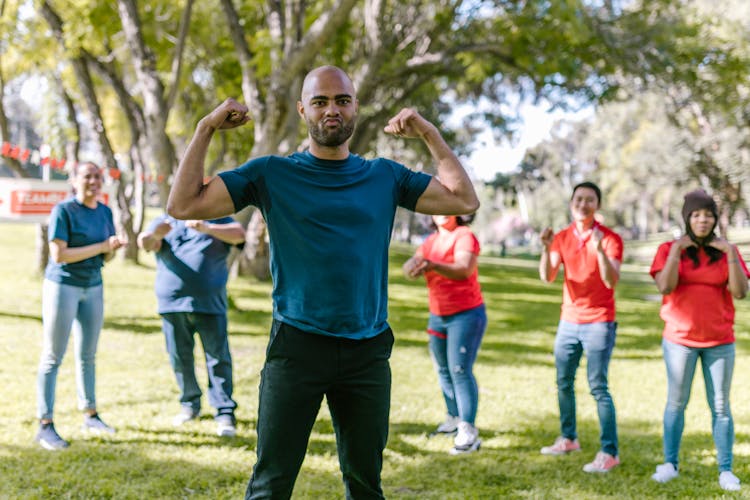 Man Flexing His Muscles