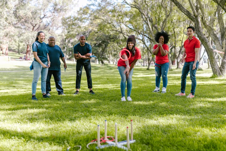 Group Of People Playing Ring Toss