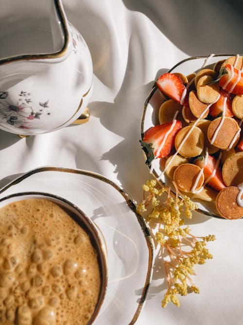 Elegant Food Presentation near Ceramic Pitcher 