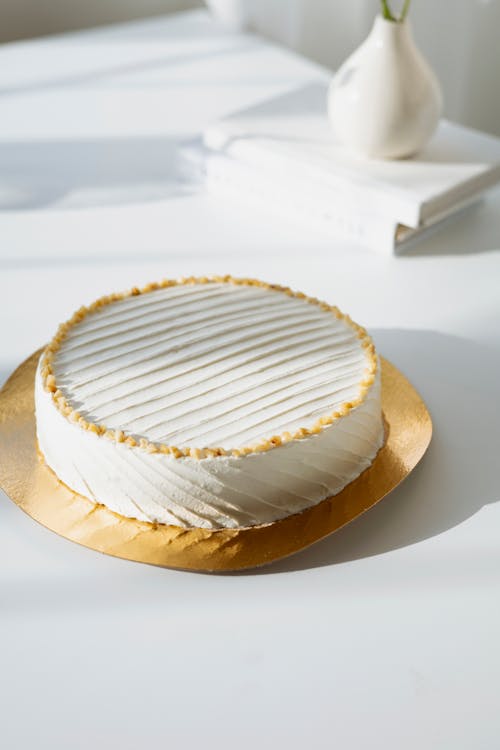 White Cake on White Table Top 