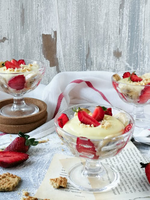 Strawberries Confections on Clear Glass 
