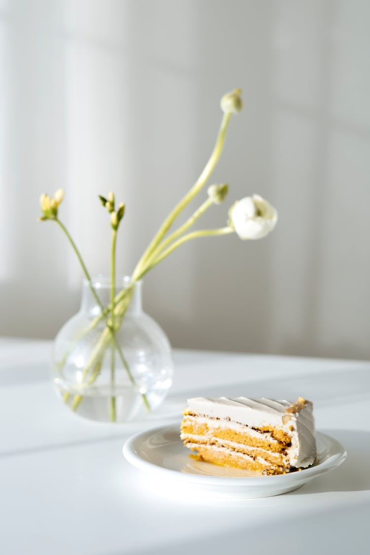 Sliced Cake On White Saucer