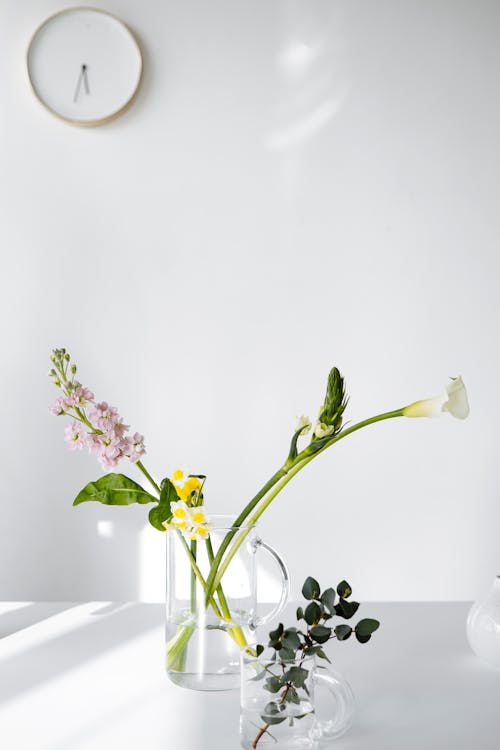 Flowers on  Clear Vases