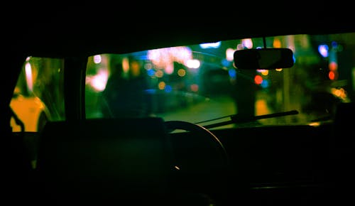Free Through windshield of night city Stock Photo