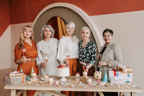 Portrait of Five Women During a Birthday Party