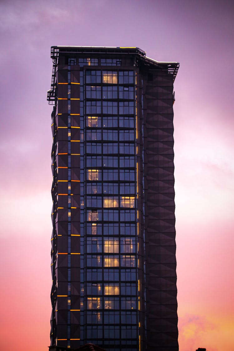 Skyscraper Against Pastel Evening Sky