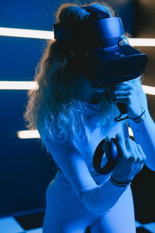 Woman Using Virtual Reality Simulator