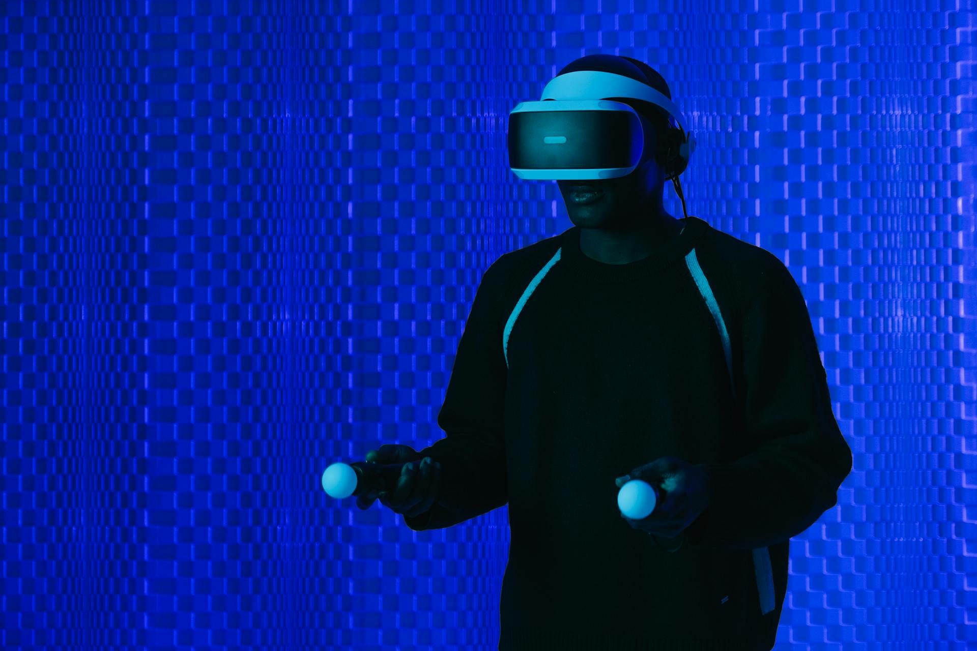 A Man Wearing a Virtual Reality Headset