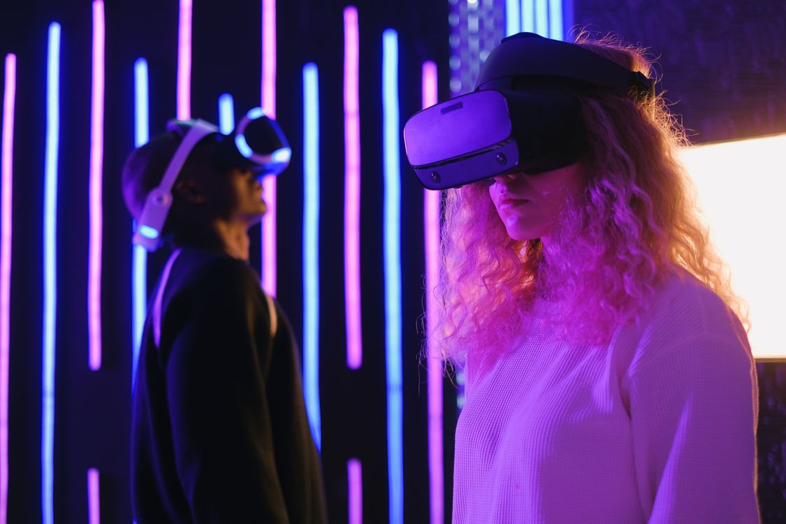 Two People Using Virtual Reality Headsets · Free Stock Photo