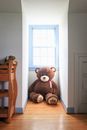 Brown Bear Plush Toy on Brown Wooden Chair