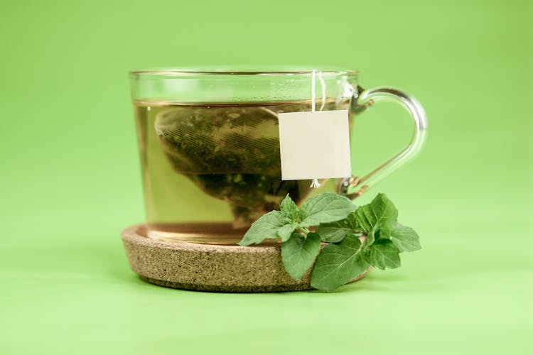 Tea Cup With Mint Leaves