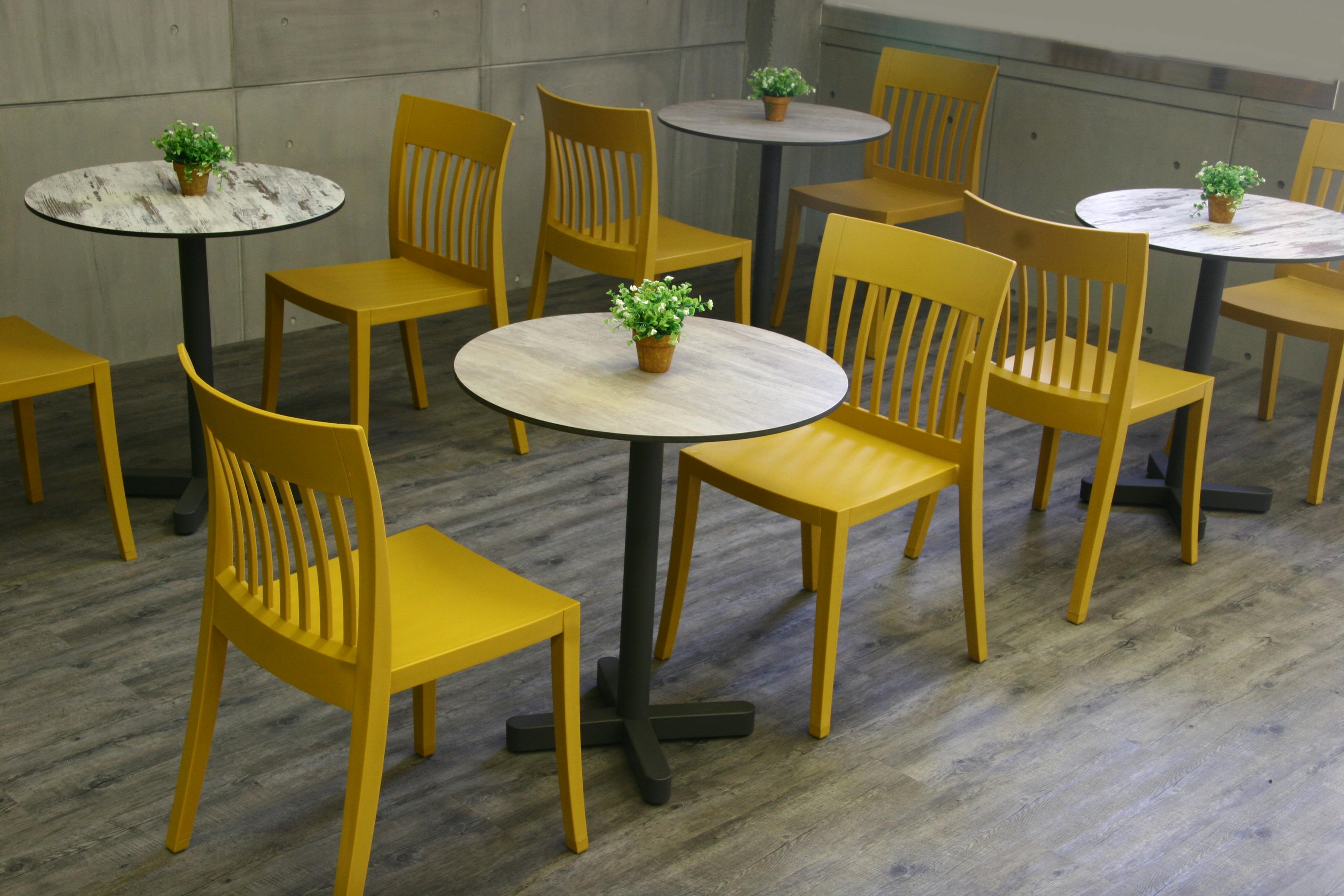 tables and chairs in cafe