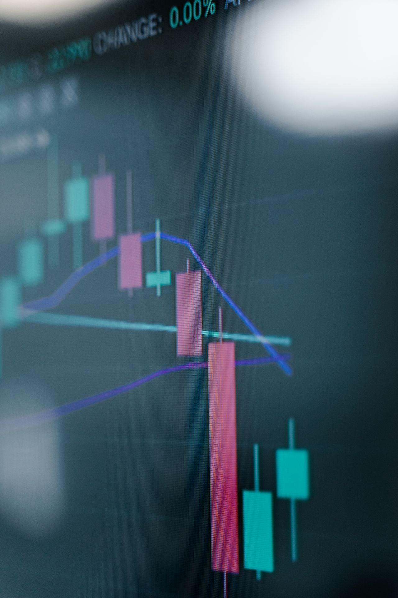 Pantalla con gráfica de cotizaciones bursátiles y análisis técnico de acciones en monitor de inversionista