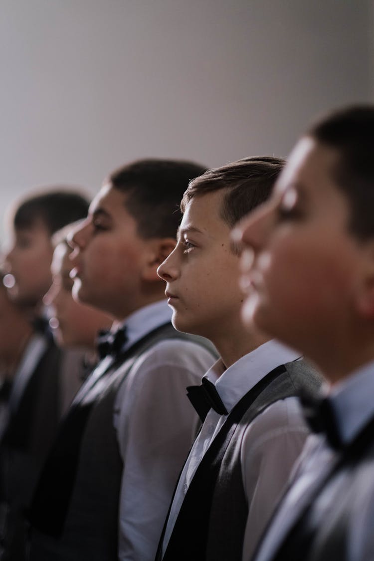 Close-up Of Choirboys Standing In A Row