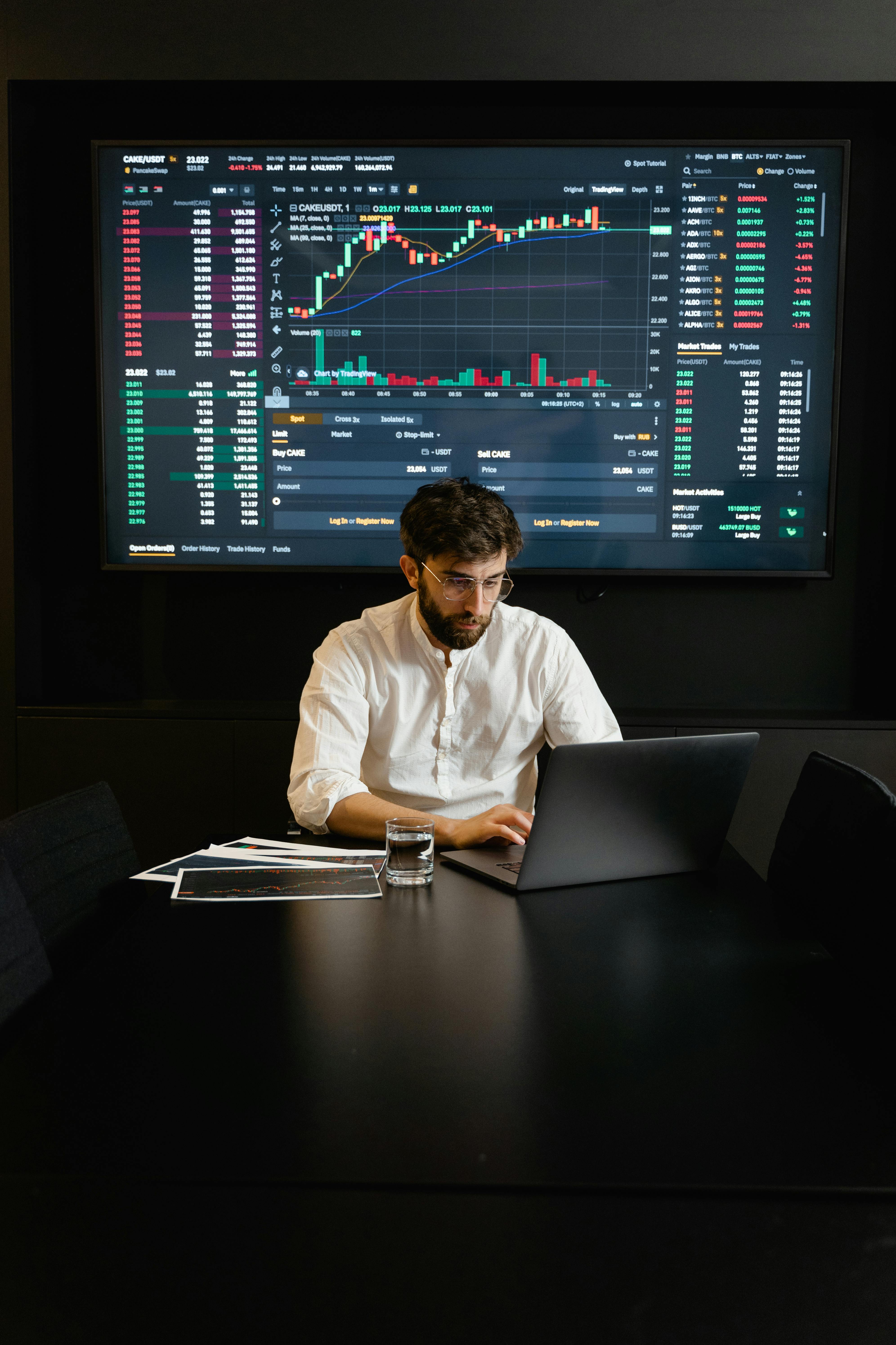 focused professional man using laptop