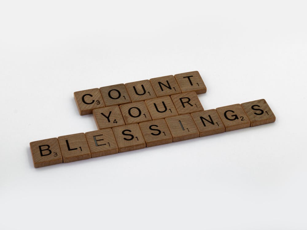 wooden letters spelling out as count your blessings