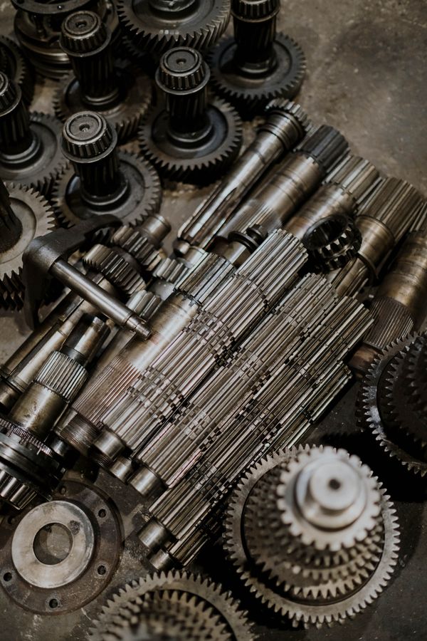 Close-up of precision metal cogs