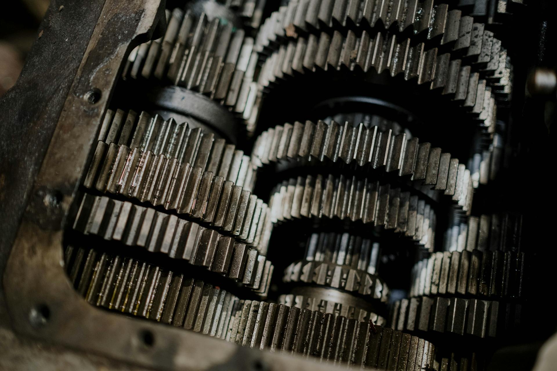 Close Up View Of Auto Mechanical Gears