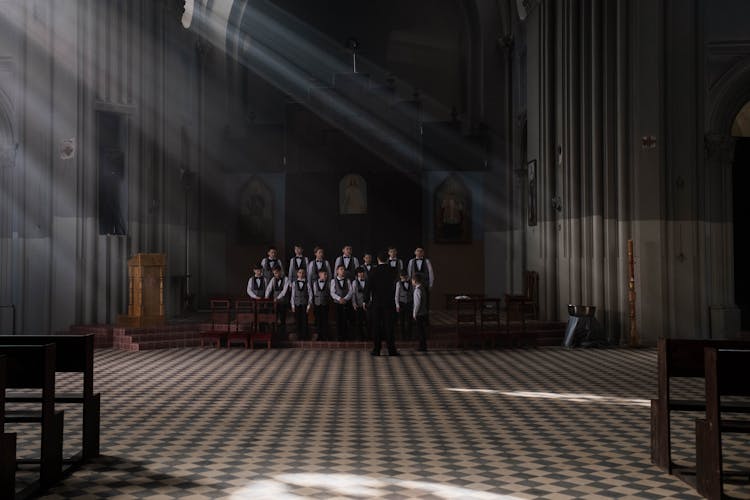 Choir Boys Practicing Inside The Church