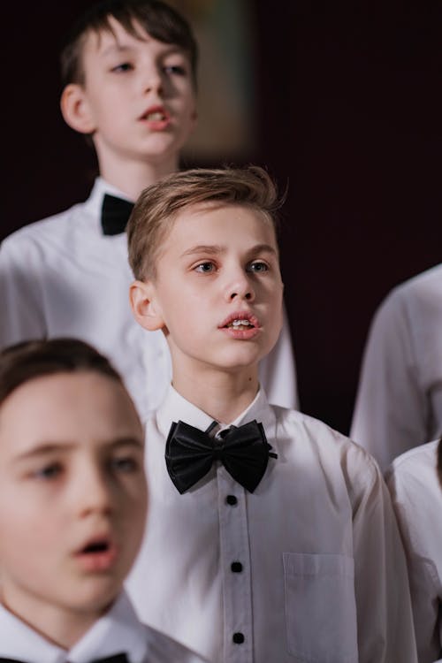 Free Boys Singing as Part of a Choir Stock Photo