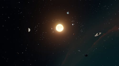 Free Planets of the Solar System Orbiting the Sun Stock Photo