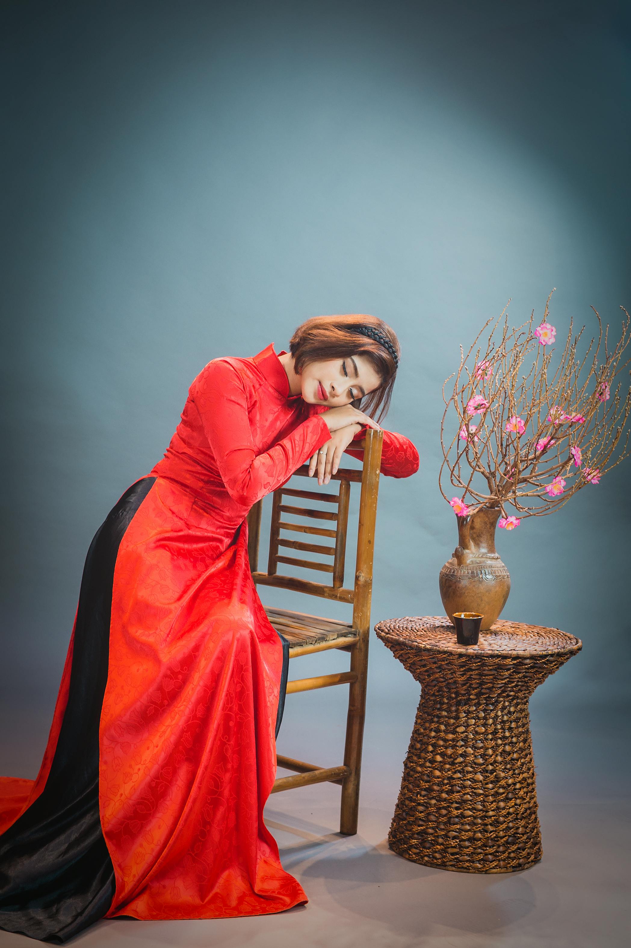 Reflection in Mirror of Woman in Red Dress · Free Stock Photo