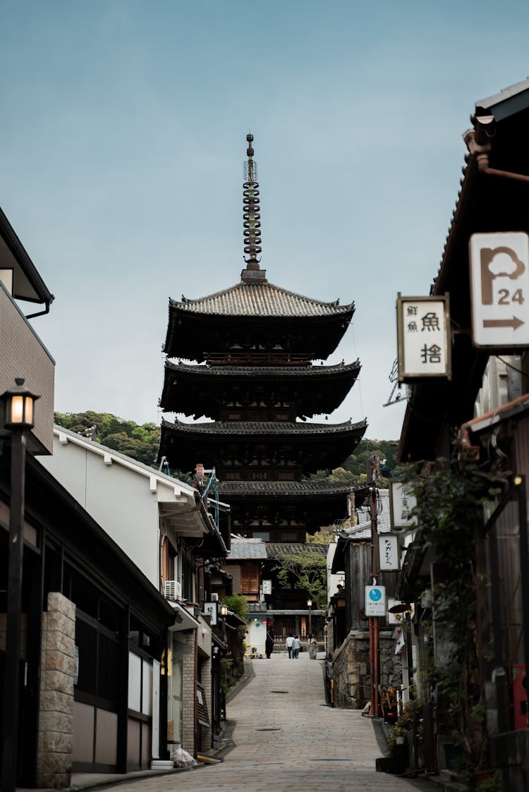 Japanese Pagoda Under Clear Sky 