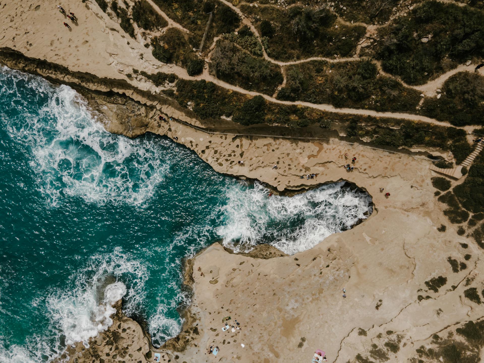Aerial View of Beach and Natural Pool