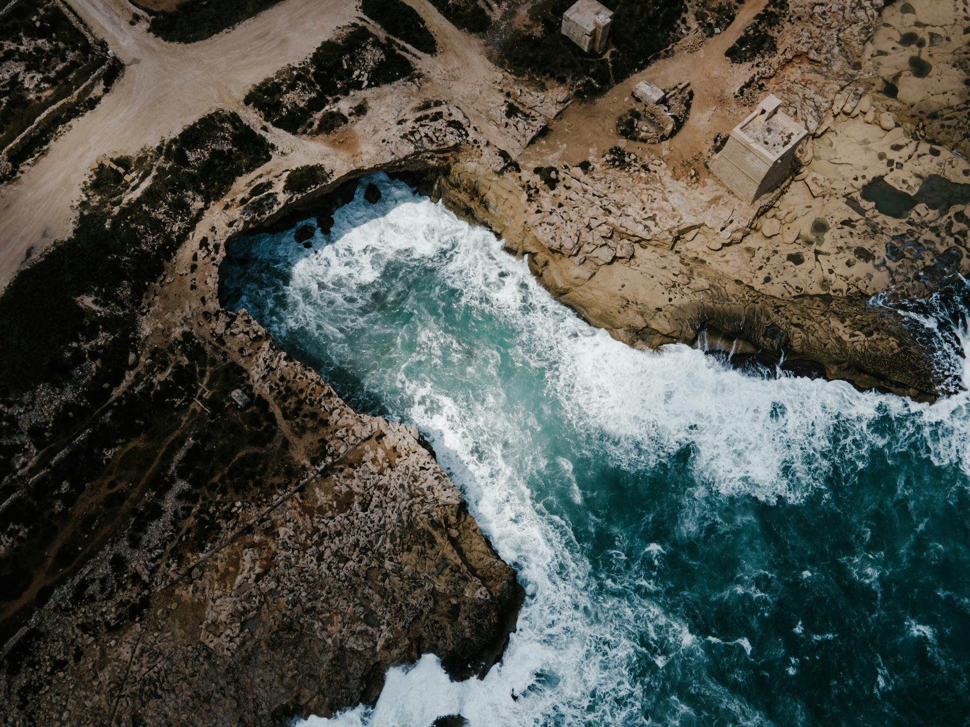 Aerial View of Beach and Natural Pool