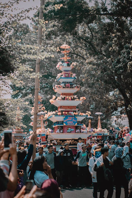 People Celebrating a Festival on the Street