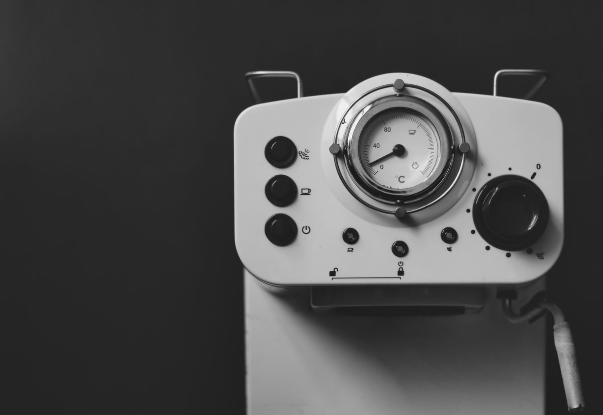 Vintage lever-style espresso machine, for illustration