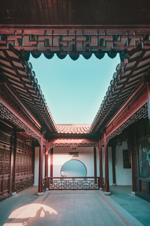View of the Courtyard of a Temple in China