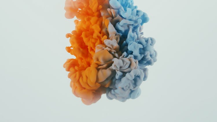 Color Mixing Of Blue And Orange Smoke