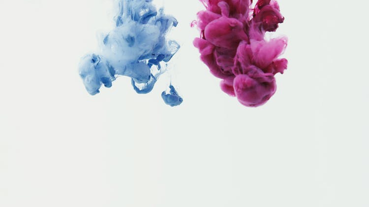 Explosion Of Pink And Blue Paint In The Water