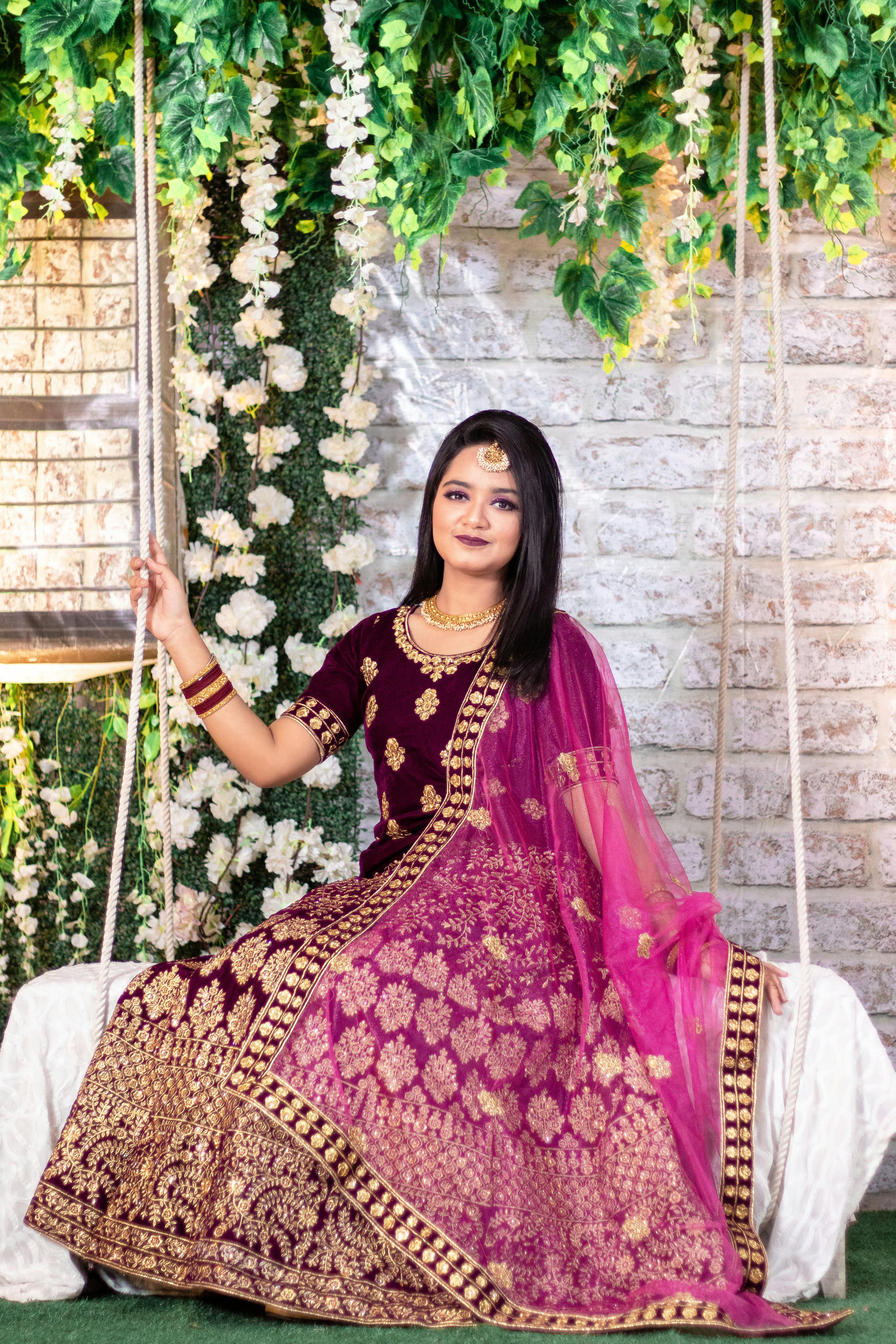 Designer lehenga with detailed embroidery close-up
