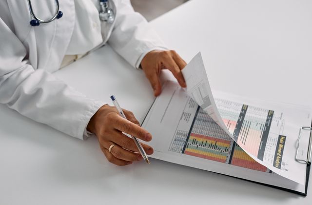 Doctor checking patient reports