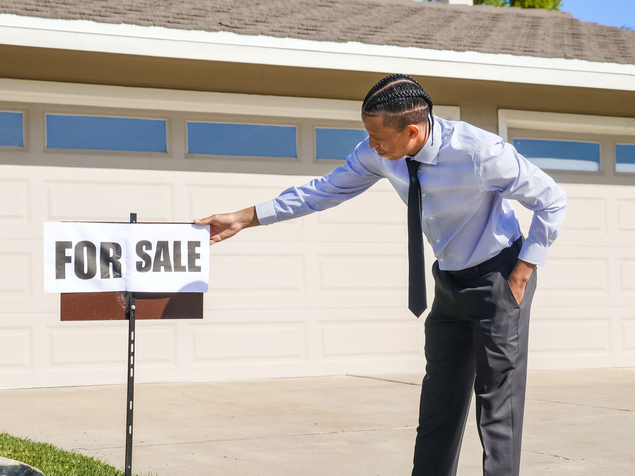 Real estate agent showing a home