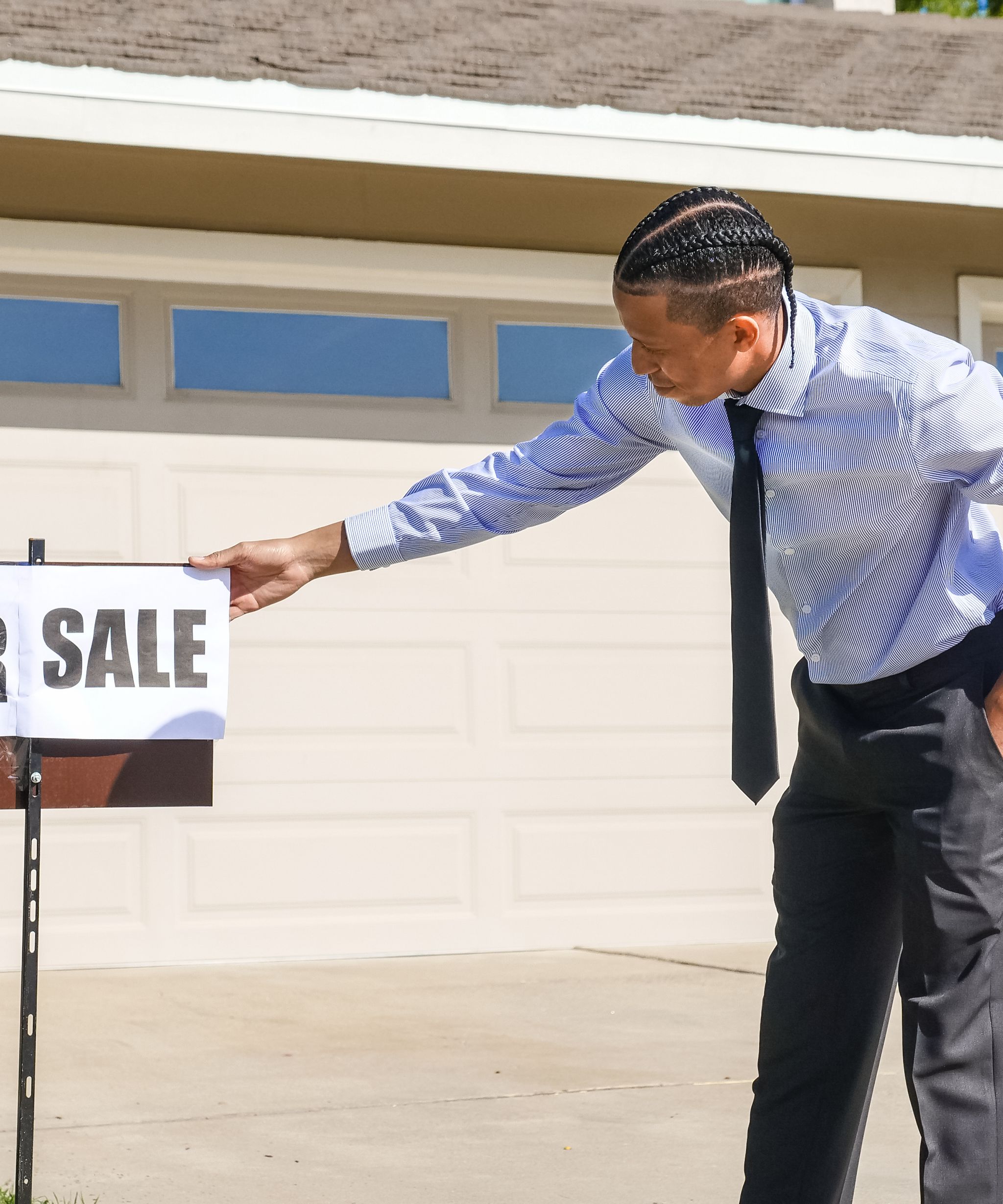 Real estate agent showing a home