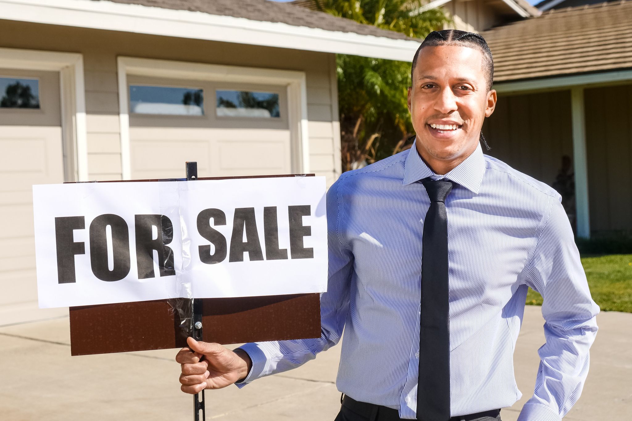 Real estate agent showing a home