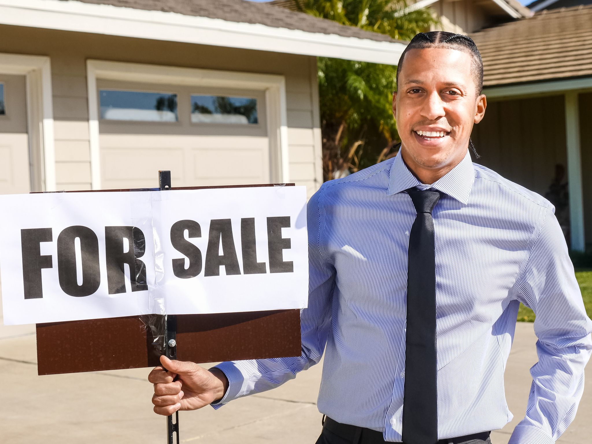 Real estate agent showing a home