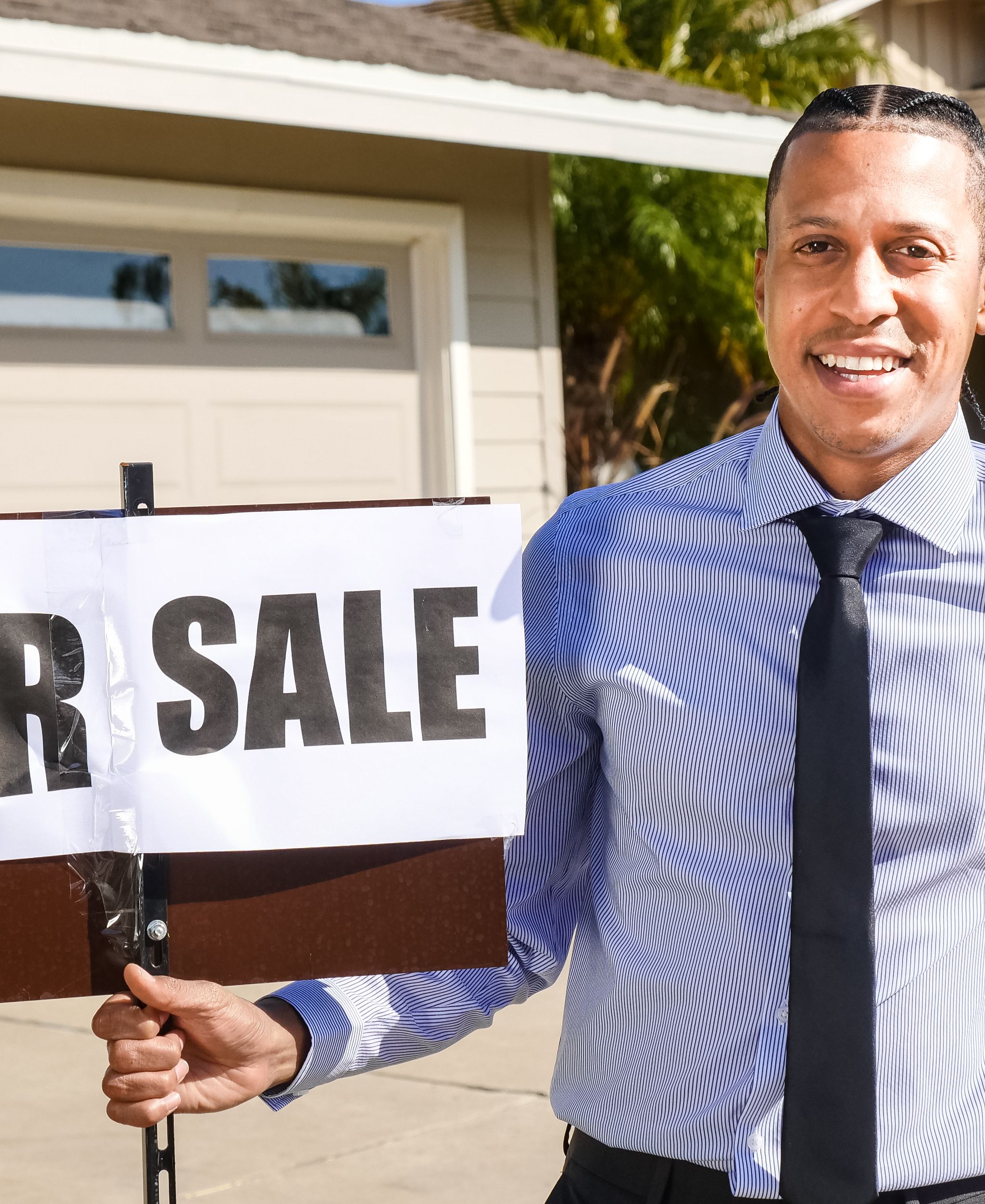 Real estate agent showing a home
