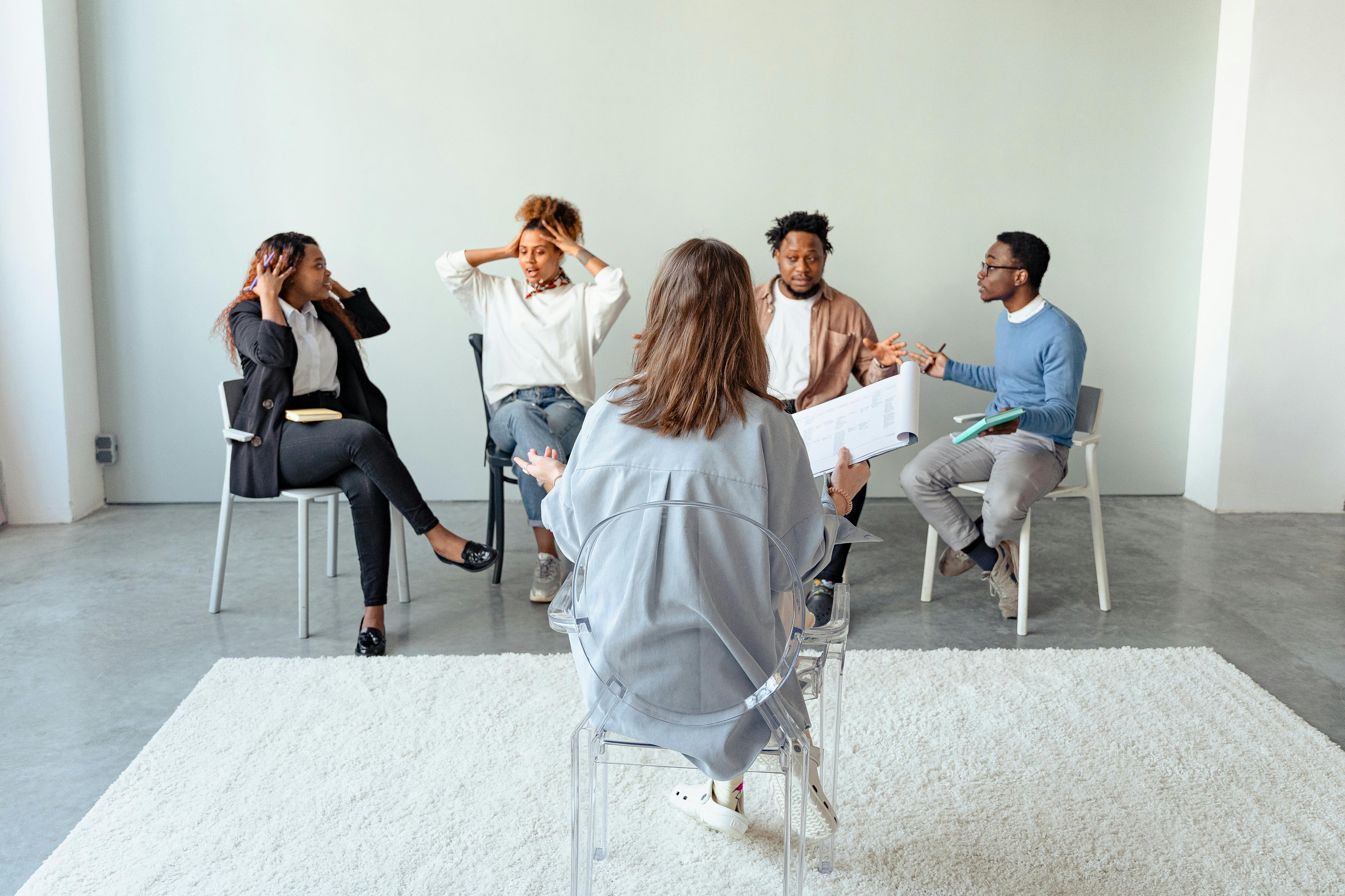 Free People in a Psychotherapy Session Stock Photo