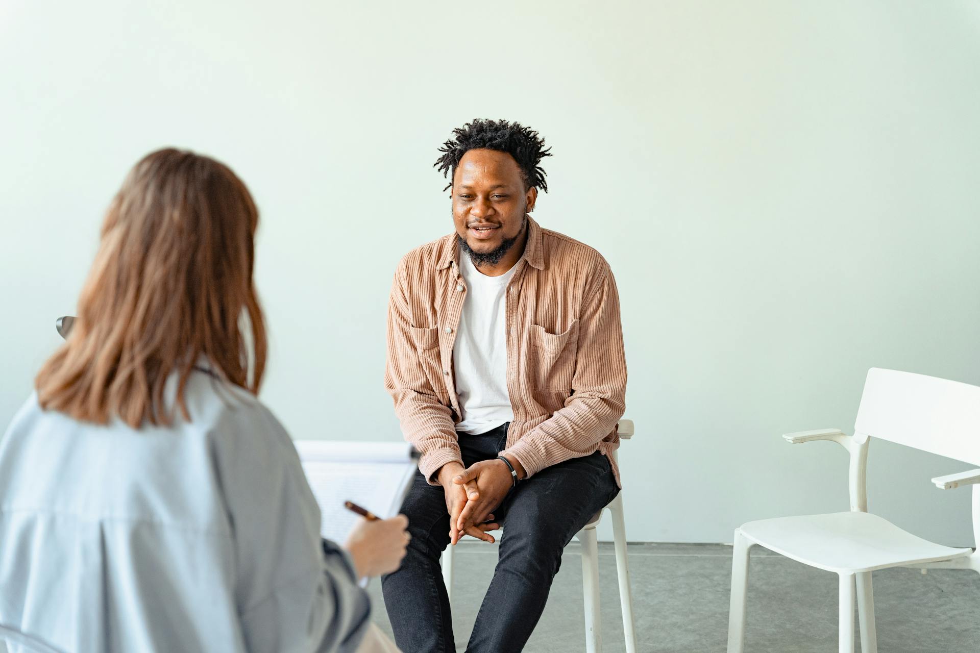 Man in a Psychotherapy Session with a Psychologist