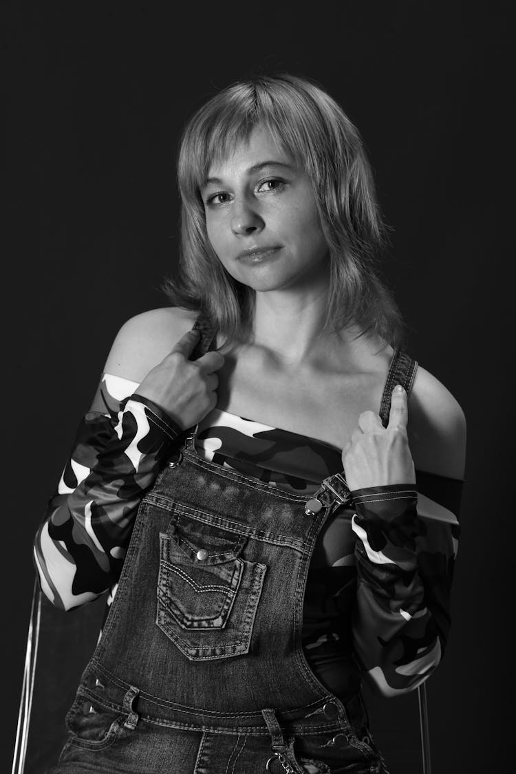 Stylish Woman In Denim Overall